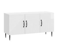 vidaXL Meuble TV Blanc Brillant 99 x 34,5 x 50 cm Bois d'ingénierie, Rangement Salon, Buffet Vintage, Table TV Rectangulaire, Étagère Média, Armoire Compacte avec Portes