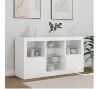 Buffet bahut - grand espace - avec lumières LED blanc 123x37x67 cm(41393) ZLH