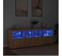 Buffet bahut - grand espace - avec lumières LED chêne sonoma 202x37x67 cm(79283) ZLH
