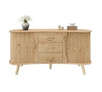 Buffet Bahut MDF 150x36.5x75cm Style Scandinave Portes Coulissantes 3 Tiroirs Compartiments Ajustables Pieds Bois
