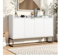 Buffet bahut - TANANT - 4 portes - Blanc - 120x30x80cm - Style moderne scandinave