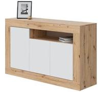 Buffet BALTIK Mélaminé 3 portes 1 niche de rangement Chene nodi et artik L 144 P