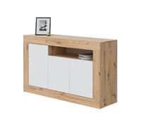 Buffet BALTIK - Mélaminé 3 portes + 1 niche de rangement - L 144 x P 42 x H 87 cm