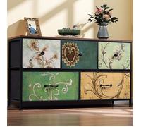 Buffet bas 100x30x55.2 cm avec 5 tiroirs design industriel cadre en métal meuble de rangement commode moderne de chambre style