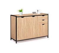 IDMarket - Buffet Bas 110 cm Detroit avec placards et tiroirs Design Industriel