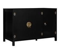 IDMarket - Buffet Bas 110 cm Yang 3 Portes Bois Noir