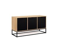 IDMarket - Buffet bas Boston 113 cm 3 portes noires design industriel