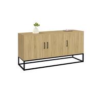 IDMarket - Buffet Bas 113 cm Detroit 3 Portes Bois et Noir Design Industriel