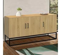 IDMarket - Buffet Bas 113 cm Detroit 3 Portes Bois et Noir Design Industriel
