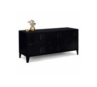 IDMarket - Buffet Bas 113 cm Ester 3 Portes métal Noir Design Industriel