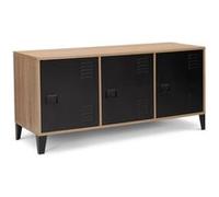 IDMarket - Buffet Bas 113 cm Ester Bois 3 Portes métal Noir Design Industriel