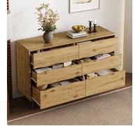 Buffet Bas - 120x40x75.5 cm - 6 Tiroirs - Design Scandinave - Structure en Panneaux de Particules