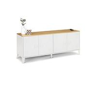 IDMarket - Buffet bas Ester 140 cm 4 portes métal blanc plateau bois design industriel
