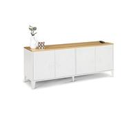 IDMarket - Buffet bas Ester 140 cm 4 portes métal blanc plateau bois design industriel