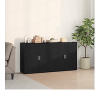 Buffet bas - 2 pcs - Noir - Chêne massif - 4 portes - 80 cm