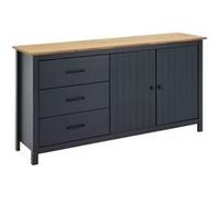 Buffet Bas 2 Portes 3 Tiroirs Bois Ciré coloris Bleu Pétrole - TINA - ALTOBUY Bleu G