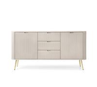 Buffet bas 2 portes 3 tiroirs pieds métal or 170 cm - IRIS