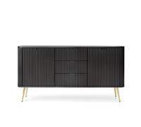 Buffet bas 2 portes 3 tiroirs pieds métal or 170 cm - IRIS