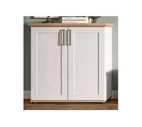 Buffet bas 2 portes 84x37x88cm décor blanc et naturel - VERONICE