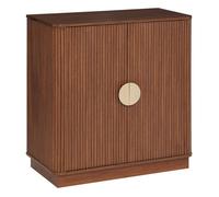 Buffet bas 2 portes meuble de rangement coloris Noyer - Longueur 80 x Profondeur 40 x Hauteur 85 cm