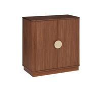 Buffet bas 2 portes meuble de rangement coloris Noyer - Longueur 80 x Profondeur 40 x Hauteur 85 cm - -