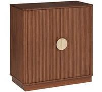 Buffet bas 2 portes meuble de rangement coloris Noyer - Longueur 80 x Profondeur 40 x Hauteur 85 cm - PEGANE - Noyer