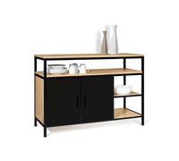 IDMarket - Buffet Bas 2 Portes Noires 100 cm Boston Design Industriel