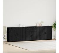 vidaXL Buffet 3 pièces Chêne noir Bois d'ingénierie Noir
