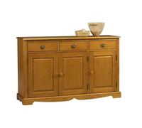 Buffet Bas 3 Portes 3 Tiroirs Pin Miel de Style Anglais L 146.6 H 89.6 P 42.5 cm - L 146.6 x l 42.5 x H 89.6 cm