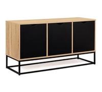 IDMarket - Buffet Bas 3 Portes Noires 113 cm Boston Design Industriel