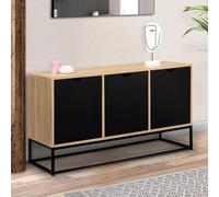 IDMarket - Buffet bas Boston 113 cm 3 portes noires design industriel