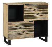 Buffet bas - 80x33.5x75 cm - Bois massif de mangue - 2 portes - Style contemporain