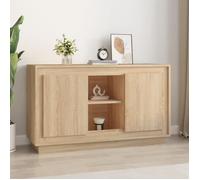 Buffet bas - AKOZON - Chêne sonoma - Bois d'ingénierie - 102x35x60 cm - 6 compartiments