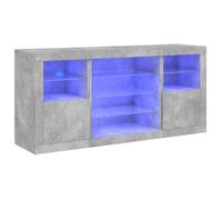 Buffet bas - AKOZON - Gris béton - 142,5x37x67 cm - Éclairage LED RGB - Bois d'ingénierie
