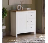 Vida Designs Arlington Buffet 3 tiroirs 1 Porte en Bois d'ingénierie Blanc et chêne 80 x 79 x 35 cm
