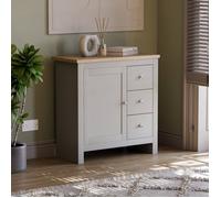 Buffet bas Arlington 3 tiroirs 1 porte gris et chêne - Table, armoire, meuble de rangement