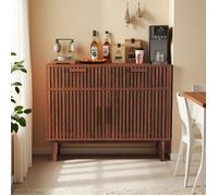 Buffet bas avec 2 portes 2 tiroirs, Buffet de salon, Meuble de rangement, Panneaux de particules, 100x35x80 cm, Couleur noyer