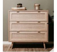 Buffet bas Beige - Finori Commode RANGEMENT - Bali 03A Chêne sonoma et impression de canne 80x40x80 cm A14520
