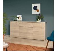 Buffet Bas BETTY - Chêne Dakota - 4 portes, 1 tiroir - 185 x 46 x 85,5 cm