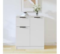 Buffet Bas - Blanc - 60x30x70 cm - Bois d'ingénierie - 4 portes - Style Scandinave