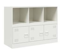 Buffet bas - Blanc - 99x39x73 cm - Métal - 3 portes - Style industriel