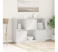 Buffet Bas - Blanc - Bois Massif de Pin - 3 Portes - 110,5x35x80 cm - Salon