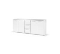 Möbelvertrieb FORTE Buffet bas Blanc mat 4 portes 3 tiroirs L 179 x P 42 x H 74,5 cm