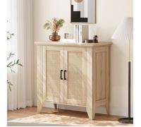 Buffet bas bois contemporain en 2 porte - décor chêne - L 76 x W 40 x H 80 cm