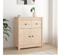 Buffet bas - Bois Massif - 70x35x80 cm - Marron - Grand espace de rangement - Idéal pour salon