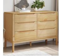 Buffet bas Brun - Commode RANGEMENT - FLORO cire marron bois de pin massif 111x43x73.5 cm A14518
