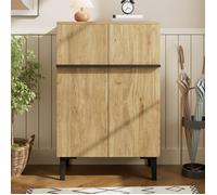 Buffet bas, Buffet moderne, 2 portes, Meuble à chaussures, Casiers, Etagères réglables, 60x31.5x95 cm, Panneaux de particules, Bois