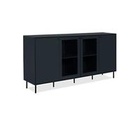 Buffet bas CARACAS Décor navy 2 portes vitrées 2 portes L180 H90 P40 cm Bleu