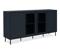 Buffet bas CARACAS Décor navy 2 portes vitrées 2 portes L180 H90 P40 cm Bleu