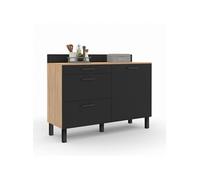 Buffet Casserolier De Cuisine Noir Et Façon Hêtre Noir